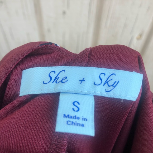 She and Sky Maroon Striped Arrow Dress - Picture 4 of 4